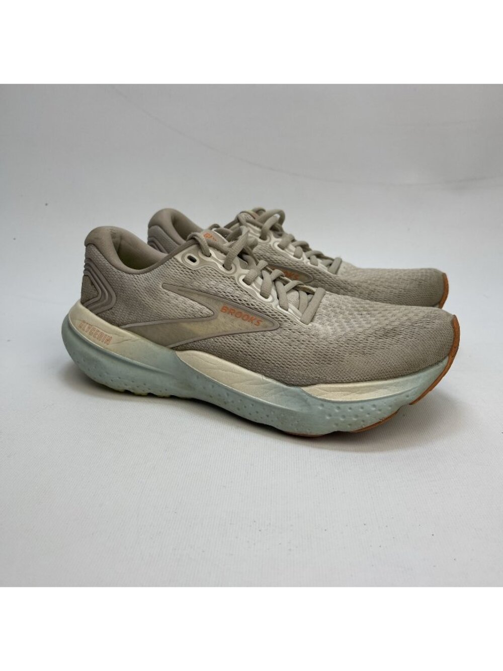 Brooks Glycerin 21 Women's Size 8.5 B Running Shoes Cream / Blue Gym Sneakers